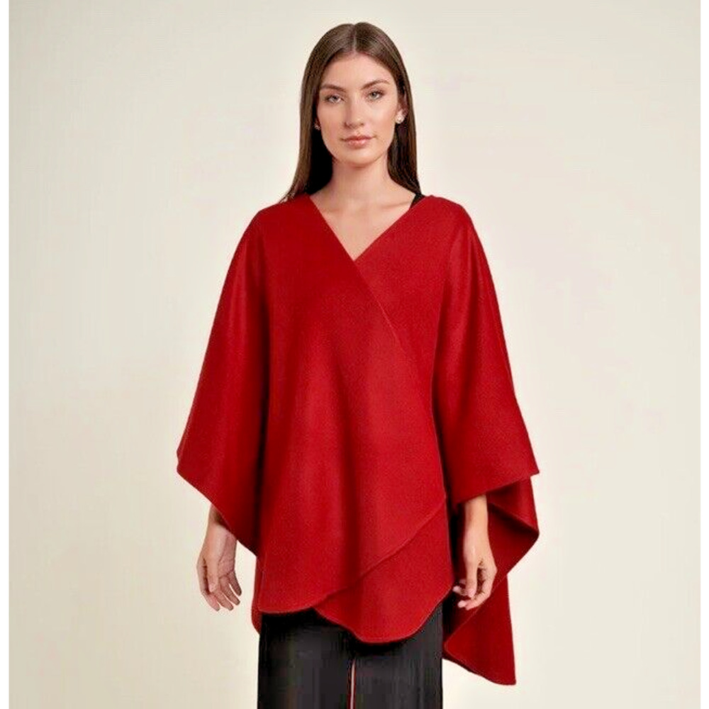 100% Baby Alpaca Wool Cape Poncho Red Cloak Blanket Wrap Large NEW by Alpaca 111